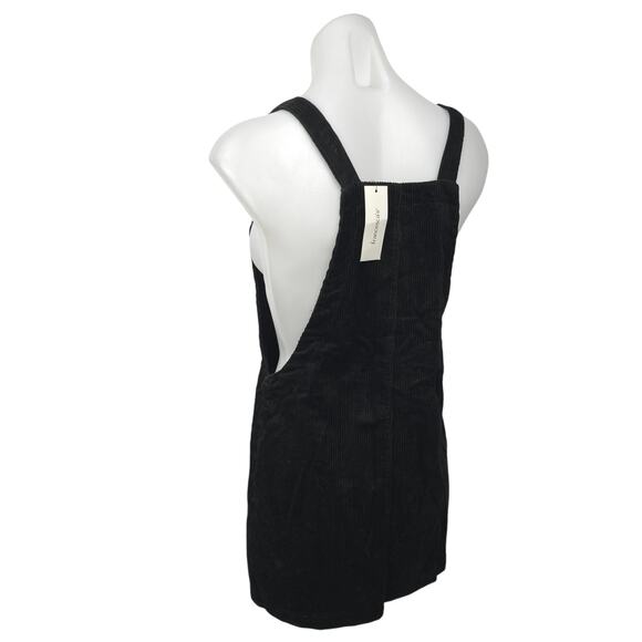 NEW Francesca's Jessie Black Corduroy Jumper Pinafore Mini Overalls Dress S - Picture 2 of 5